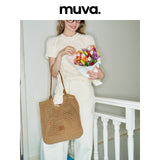 muva. ビーチ ウーブンバッグ バケーション スタイル ショルダーバッグ ライトウェイト サマー クロシェ バッグ