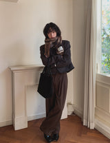 Luden wide pin tuck wool slacks