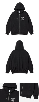 25SS インクスタンプロゴフーディージップアップ ブラック