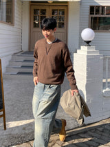 Soft V-Neck Knit (M, L / 4 Colors)