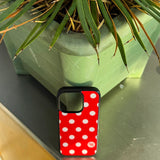 m ドット. (red) グラスバンパーiPhoneケース