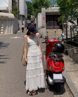 Ray frill long dress
