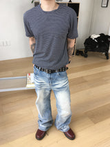 No.1793 N ストライプ クロップ ハーフ ティー (5color)