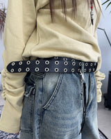 Rat Double Eyelet Long Leather Belt