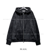 Dets two way velvet hoodie zip-up