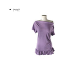 Libby Frill Shirring Off-Shoulder Short Sleeve T-Shirt