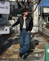 Round denim pants
