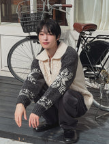 Bomb Cowichan color matching knit zip-up