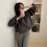 [BELLIDE MADE] lルーズフィッティングカラーレスコットンシャツ