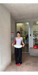 クラシックドットUネッククロップ半袖Tシャツ