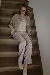 Linen rayon jacquard pants, Grey