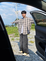 Washing diagonal balloon cargo denim pants 2C