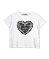 レースハートTシャツ_ホワイト(ブラック)