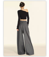 American Vintage Button Detail Clean Fit Wide Slacks