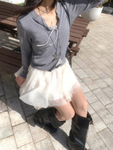 Mellow Slit Neck Button Knit Cardigan
