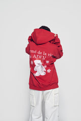 24FW SNOW BEAR HODDIE DARK RED