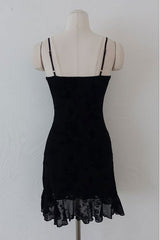 BLACK ROSE FLORAL MINI DRESS