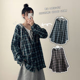 Perin ボクシー フード付きチェック柄シャツ