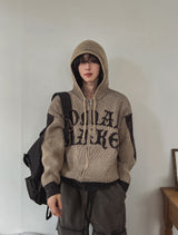 Maze Lettering Knit Hood Zip-Up