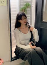 Modal Soft U-neck Crop Long Sleeve T-shirt (3color)