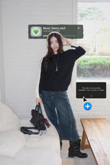Black and White Colored Round Knitwear