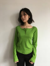 Liège button boat neck t-shirt (3color)