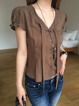 Walnut tie blouse