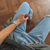 ASCLO Lung Semi Wide Cut Denim Pants