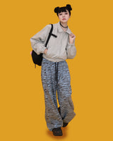 ゼブラバンディングパンツ - スカイ