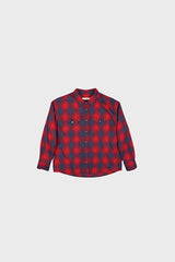 シルバーボタンチェックシャツ RED