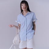 Knot stripe half sleeve shirts (BLUE STRIPE)