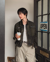 Motion Belted Balloon Denim Jacket