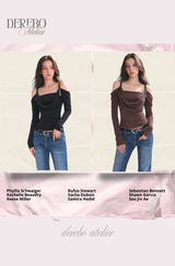 Tul off-shoulder frill long-sleeve tee 