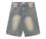 No.0769 washing wide 7 denim SHORTS