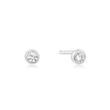 Solitaire Cubic Zirconia 925 Silver +Rhodium plating Stud Earring E059-03H