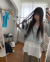 Dab see-through V-neck two-way button cardigan