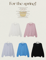 Basic V-neck Loose Knit + Tie Set (5color)