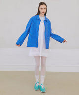 Floral Stitch French Work Jacket - Blue