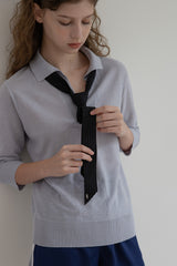 Black jacquard slim scarf