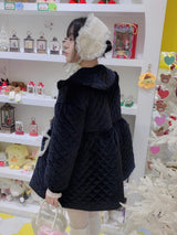 ラバブルベルベットキルトパデットコート (ブラック)