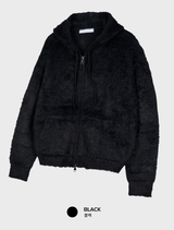 Liu Brush Warmer Two-Way Overfit Knit Hooded Zip-Up