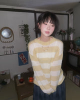 (3color) Alpaca Border Loose-Fit Long Knit