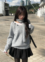 Corning Muffler Button V-Neck Knit Set