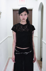 Butterfly lace unbal skirt (2color)
