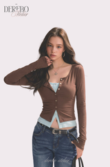 Mint Brown Layered T-shirt
