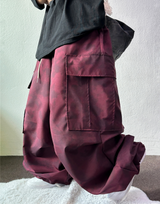 MARBLE WASHING TWO PINTUCK CARGO PANTS ❤🖤🩶🤍3COLOR