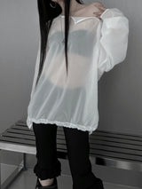 [unisex] シースルーダイアゴナルジッパーT (2color)
