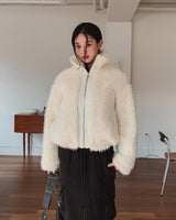 Light Boucle String Fur Jacket