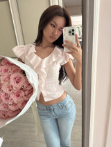 Pink rosy chiffon blouse