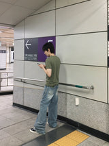 ソルティンセミフレアウォッシュ加工デニムパンツ